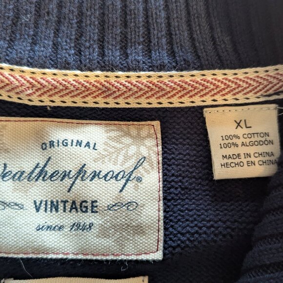 Weatherproof Vintage Holiday Quarter-Zip Sweater – Navy, Size XL - Picture 4 of 6